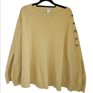 J Jill Women's Yellow Sweater Knit Cape Poncho One Size